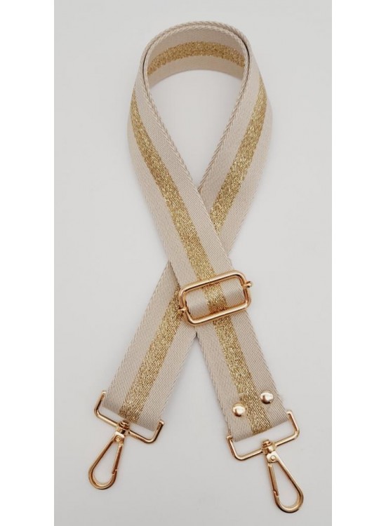 Çanta Aksesuar Polyester Kolon 120X4 Cm Bej Renk Simli Light Gold Metalli