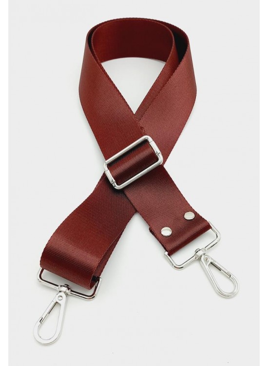 Çanta Aksesuar Polyester Kolon 120X4 Cm Bordo Gümüş Metalli
