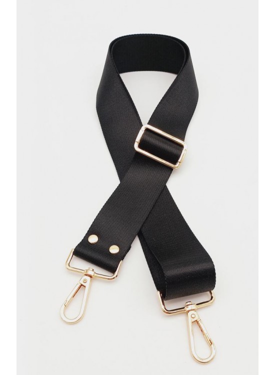 Çanta Aksesuar Polyester Kolon 120X4 Cm Siyah Light Gold Metalli
