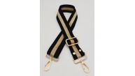Çanta Aksesuar Polyester Kolon 120X4 Cm Siyah Renk Simli Light Gold Metalli