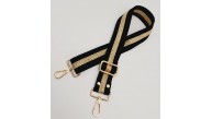 Çanta Aksesuar Polyester Kolon 120X4 Cm Siyah Renk Simli Light Gold Metalli