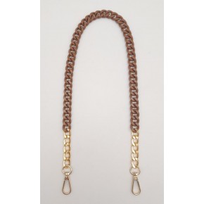 Çanta Aksesuar Renkli Metal 60 cm Kancalı Zincir Taba