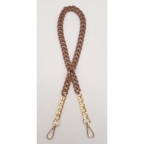 Çanta Aksesuar Renkli Metal 60 cm Kancalı Zincir Taba