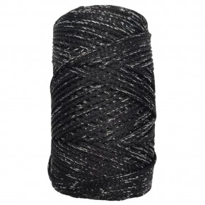 Çanta Aksesuar Renkli Simli Polyester Makrome Siyah Renk 200 gr No:03