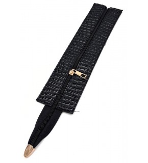 Çanta Aksesuar Rugan Croco Siyah Renk 28 Cm Derili Fermuar Light Gold Metalli