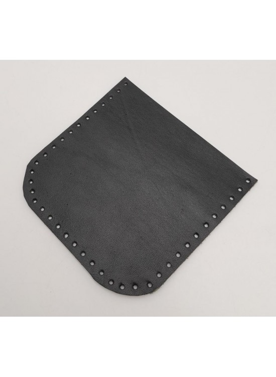 Çanta Aksesuar Siyah Gerçek Deri 12x12 cm Oval Kenar Cep