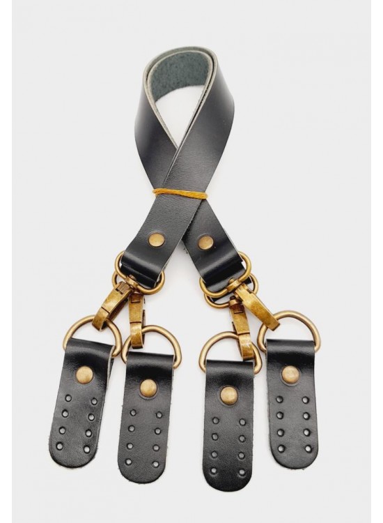 Çanta Aksesuar Siyah Gerçek Deri 55 Cm Çift Sap Misu Model Antik Metal
