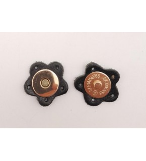 Çanta Aksesuar Siyah Gerçek Derili Çiçek Model Mıknatıslı Çıtçıt Light Gold Metalli