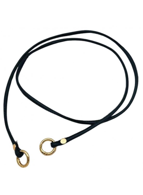 Çanta Aksesuar Siyah  Renk 5 mm Halkalı Suni Deri Spagetti Model Çanta Sapı Light Gold Metal