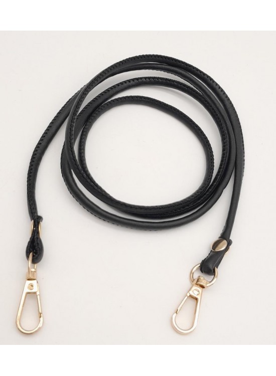 Çanta Aksesuar Siyah Renk 5 mm Suni Deri Spagetti Model Çanta Sapı Light Gold Metal