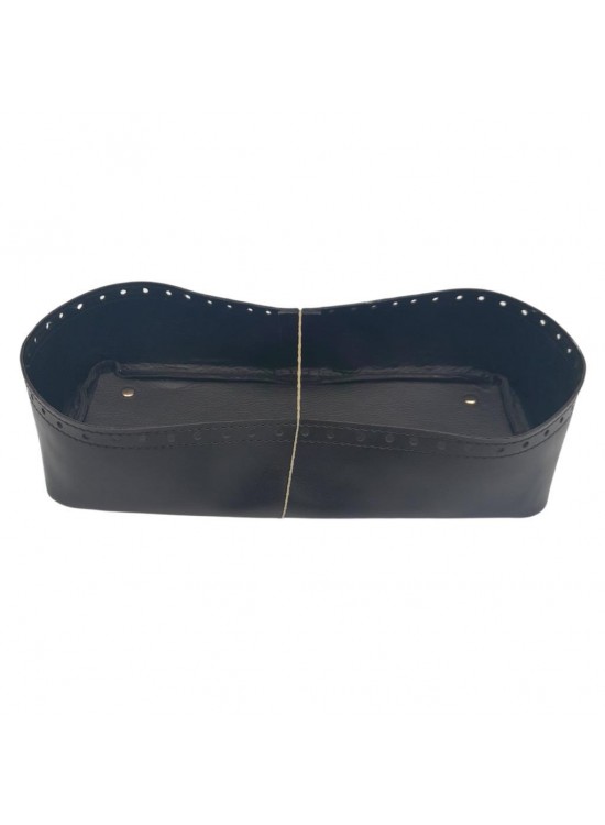 Çanta Aksesuar Siyah Suni Deri 28x13 cm Yüksek Çanta Tabanı Light Gold Metalli