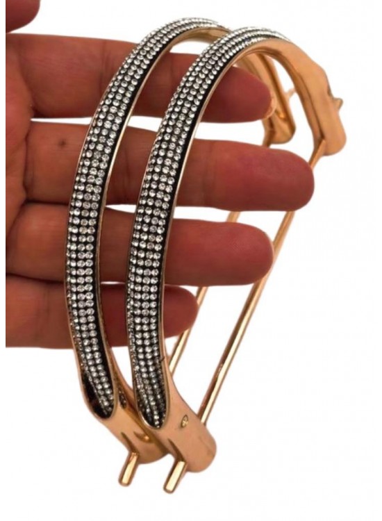 Çanta Aksesuar Siyah Taşlı  Üveyik Model Metal Çanta Sapı