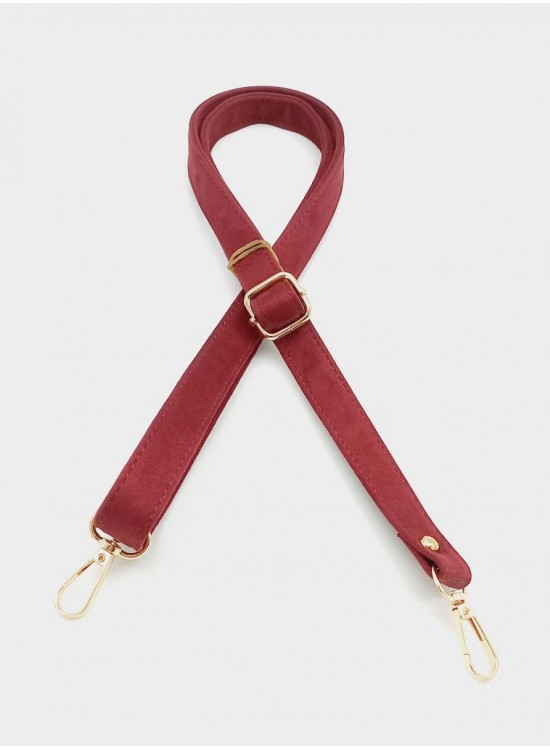 Çanta Aksesuar Süet Nubuk Bordo 140X2 Cm Çanta Sapı Sürgütlü Light Gold Metal