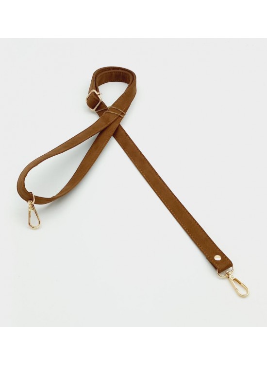 Çanta Aksesuar Süet Nubuk Taba 140X2 Cm Çanta Sapı Sürgütlü Light Gold Metal