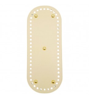 Çanta Aksesuar Suni Deri 30x12 cm Oval Çanta Tabanı Krem Renk Light Gold Aparatlı