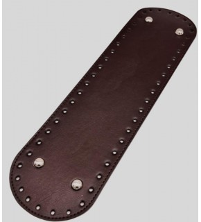 Çanta Aksesuar Suni Deri 37x10 cm Oval Çanta Tabanı Koyu Kahve Renk Gümüş Aparatlı