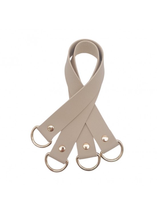 Çanta Aksesuar Suni Deri 38x2.5 cm Bej Renk Çift Çanta Sapı Light Gold Metalli