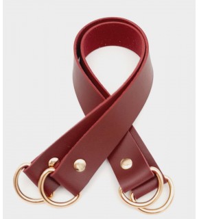Çanta Aksesuar Suni Deri 38x2.5 cm Bordo Renk Çift Çanta Sapı Light Gold Metalli