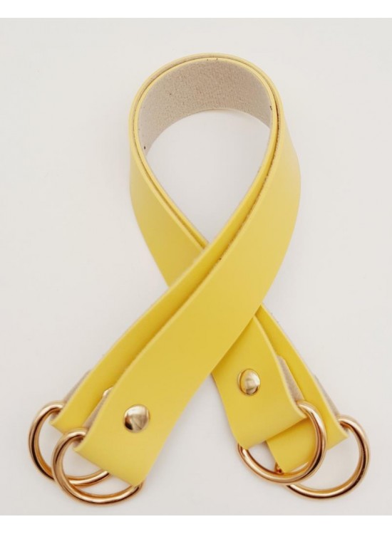 Çanta Aksesuar Suni Deri 38x2.5 cm Sarı Renk Çift Çanta Sapı Light Gold Metalli