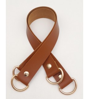 Çanta Aksesuar Suni Deri 38x2.5 cm Taba Renk Çift Çanta Sapı Light Gold Metalli