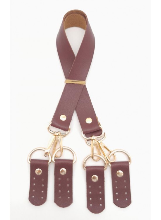 Çanta Aksesuar Suni Deri 55 Cm Misu Model Çift Sap Bordo Renk Light Gold Metal