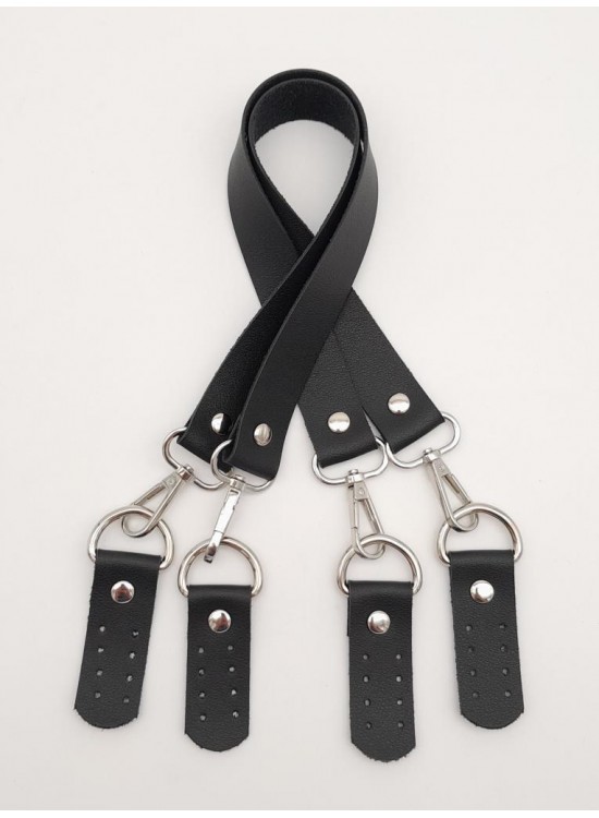 Çanta Aksesuar Suni Deri 55 Cm Misu Model Çift Sap Siyah Renk Gümüş Metal