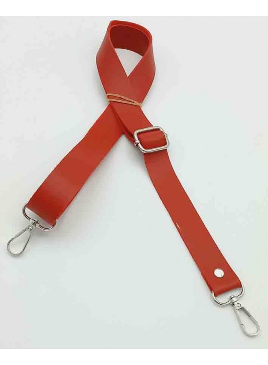 Çanta Aksesuar Suni Deri Ayarlı Çanta Sapı 120X2.4 Cm Kırmızı Gümüş Metal