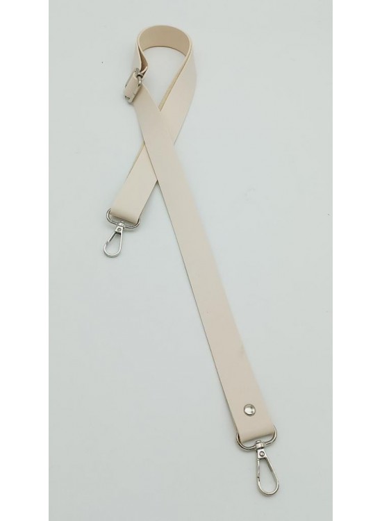 Çanta Aksesuar Suni Deri Ayarlı Çanta Sapı 120X2.4 Cm Krem Gümüş Metal