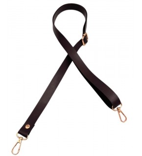 Çanta Aksesuar Suni Deri Ayarlı Çanta Sapı 120x2 cm Koyu Kahve Renk Light Gold Metalli