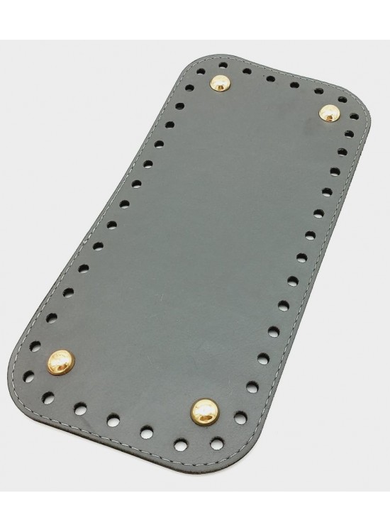 Çanta Aksesuar Suni Deri Gri Renk 25X12 cm Dikdörtgen Çanta Tabanı (Light Gold Aparatlı)