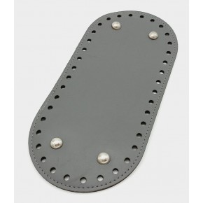 Çanta Aksesuar Suni Deri Gri Renk 25X12 cm Oval Çanta Tabanı (Gümüş Aparatlı)