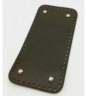 Çanta Aksesuar Suni Deri Haki Renk 25X12 cm Dikdörtgen Çanta Tabanı (Gümüş Aparatlı)