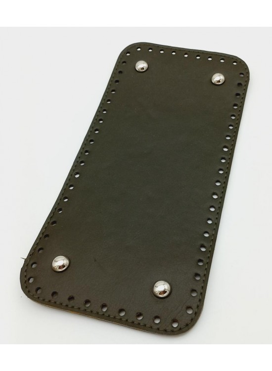Çanta Aksesuar Suni Deri Haki Renk 25X12 cm Dikdörtgen Çanta Tabanı (Gümüş Aparatlı)