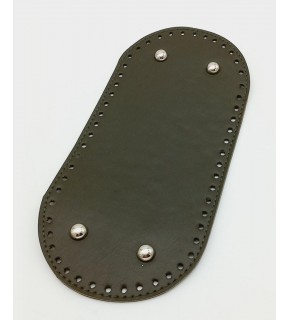 Çanta Aksesuar Suni Deri Haki Renk 25X12 cm Oval Çanta Tabanı (Gümüş Aparatlı)