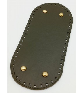 Çanta Aksesuar Suni Deri Haki Renk 25X12 cm Oval Çanta Tabanı (Light Gold Aparatlı)