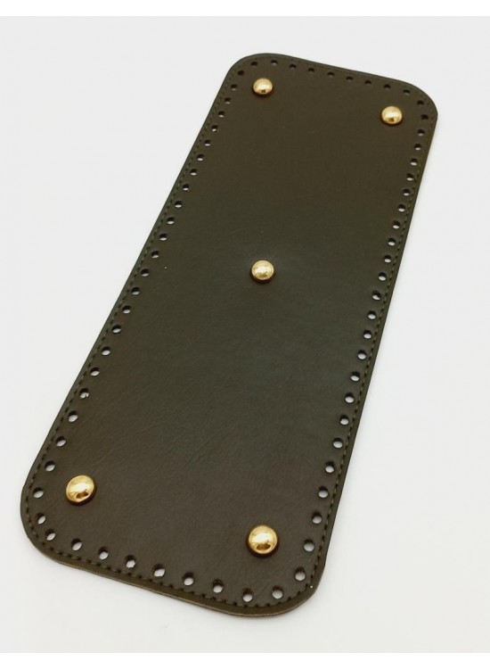 Çanta Aksesuar Suni Deri Haki Renk 30X12 cm Dikdörtgen Çanta Tabanı (Light Gold Aparatlı)