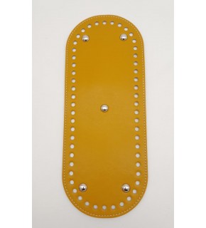 Çanta Aksesuar Suni Deri Hardal Renk 30X12 cm Oval Çanta Tabanı (Gümüş Aparatlı)