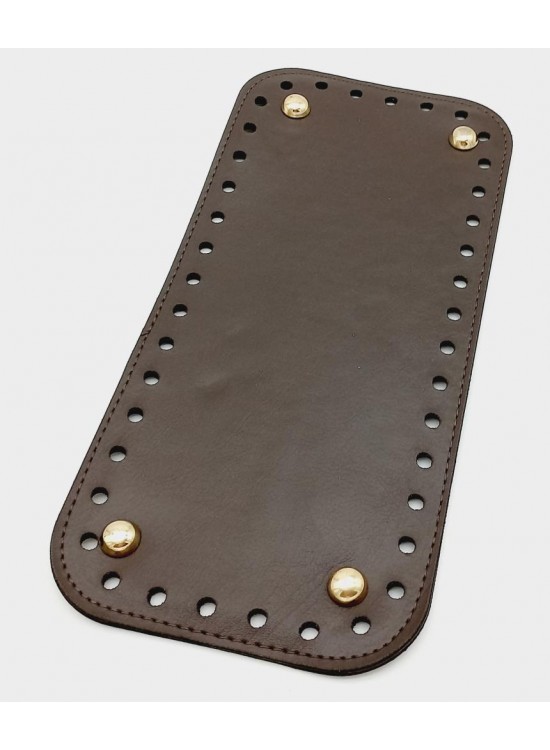 Çanta Aksesuar Suni Deri Kahverengi 25X12 cm Dikdörtgen Çanta Tabanı (Light Gold Aparatlı)