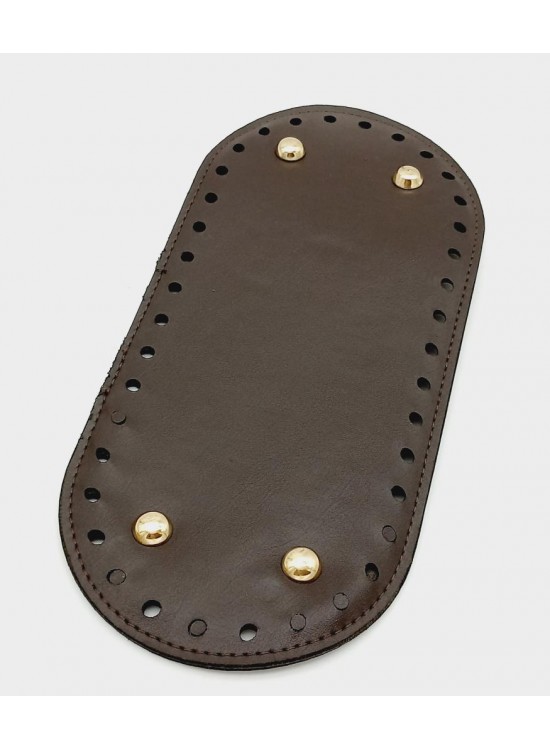 Çanta Aksesuar Suni Deri Kahverengi 25X12 cm Oval Çanta Tabanı (Light Gold Aparatlı)