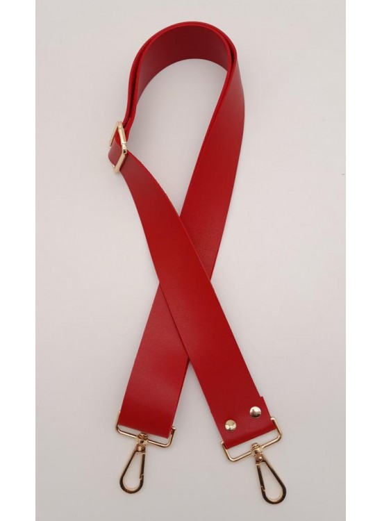 Çanta Aksesuar Suni Deri Kırmızı 120X4 Cm Çanta Sapı Kalsap Light Gold Metalli