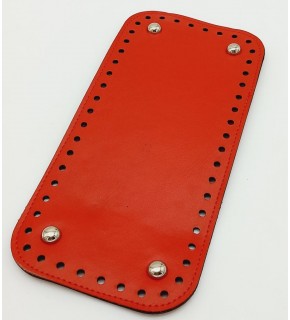 Çanta Aksesuar Suni Deri Kırmızı Renk 25X12 cm Dikdörtgen Çanta Tabanı (Gümüş Aparatlı)