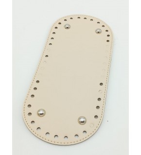 Çanta Aksesuar Suni Deri Krem Renk 25X12 cm Oval Çanta Tabanı (Gümüş Aparatlı)