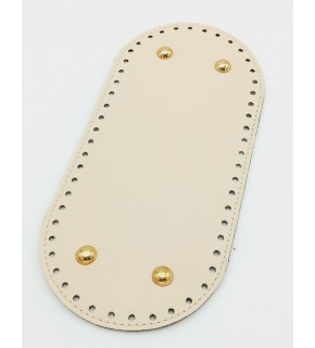 Çanta Aksesuar Suni Deri Krem Renk 25X12 cm Oval Çanta Tabanı (Light Gold Aparatlı)