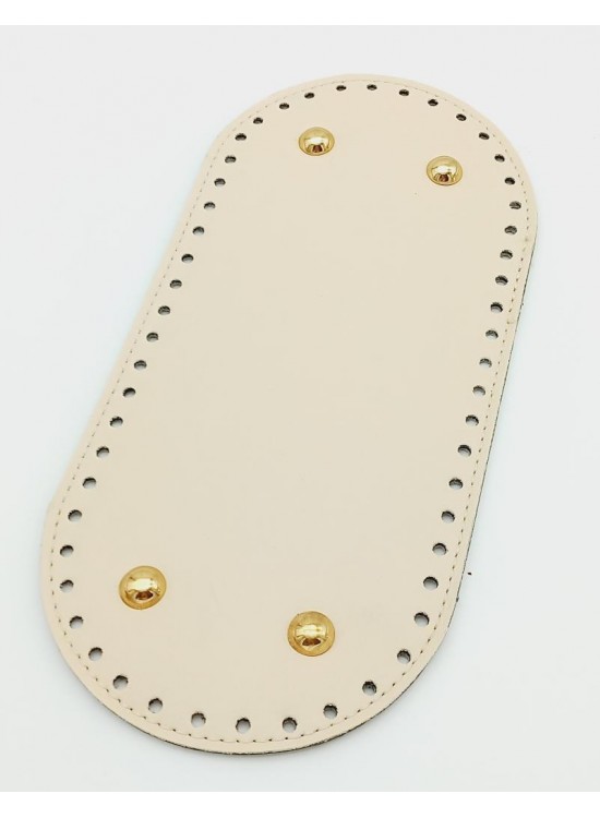 Çanta Aksesuar Suni Deri Krem Renk 25X12 cm Oval Çanta Tabanı (Light Gold Aparatlı)
