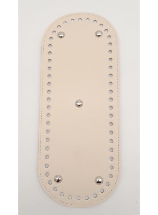 Çanta Aksesuar Suni Deri Krem Renk 30X12 cm Oval Çanta Tabanı (Gümüş Aparatlı)