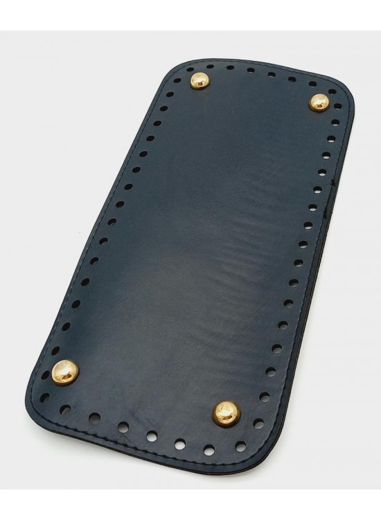 Çanta Aksesuar Suni Deri Lacivert Renk 25X12 cm Dikdörtgen Çanta Tabanı (Light Gold Aparatlı)