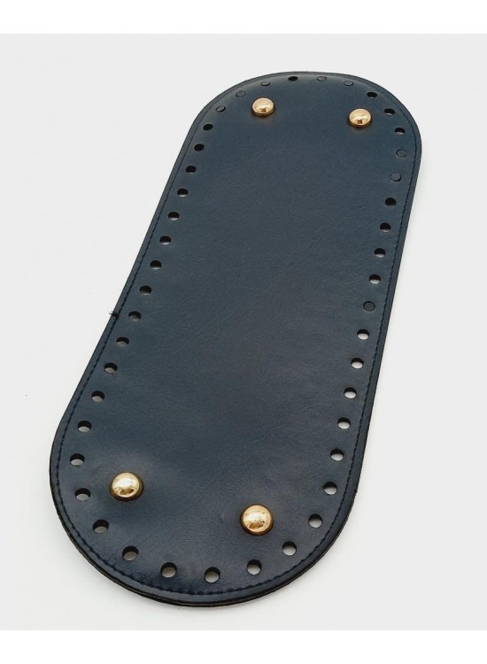 Çanta Aksesuar Suni Deri Lacivert Renk 30X12 cm Oval Çanta Tabanı (Light Gold Aparatlı)
