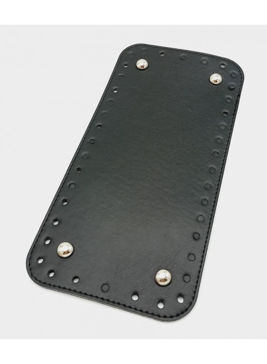 Çanta Aksesuar Suni Deri Siyah Renk 25X12 cm Dikdörtgen Çanta Tabanı (Gümüş Aparatlı)