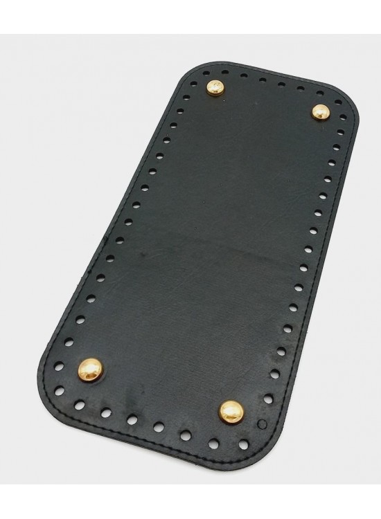 Çanta Aksesuar Suni Deri Siyah Renk 25X12 cm Dikdörtgen Çanta Tabanı (Light Gold Aparatlı)