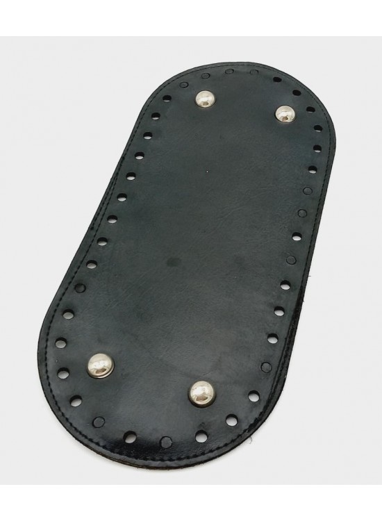 Çanta Aksesuar Suni Deri Siyah Renk 25X12 cm Oval Çanta Tabanı (Gümüş Aparatlı)